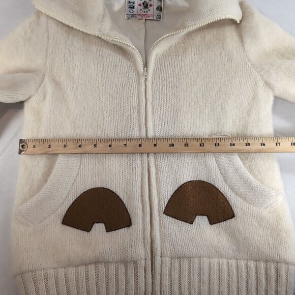 Brown Bison Dog Sled Igloos Pure New Wool Zip Sweater Collar Knit S Small Cream - Picture 9 of 13